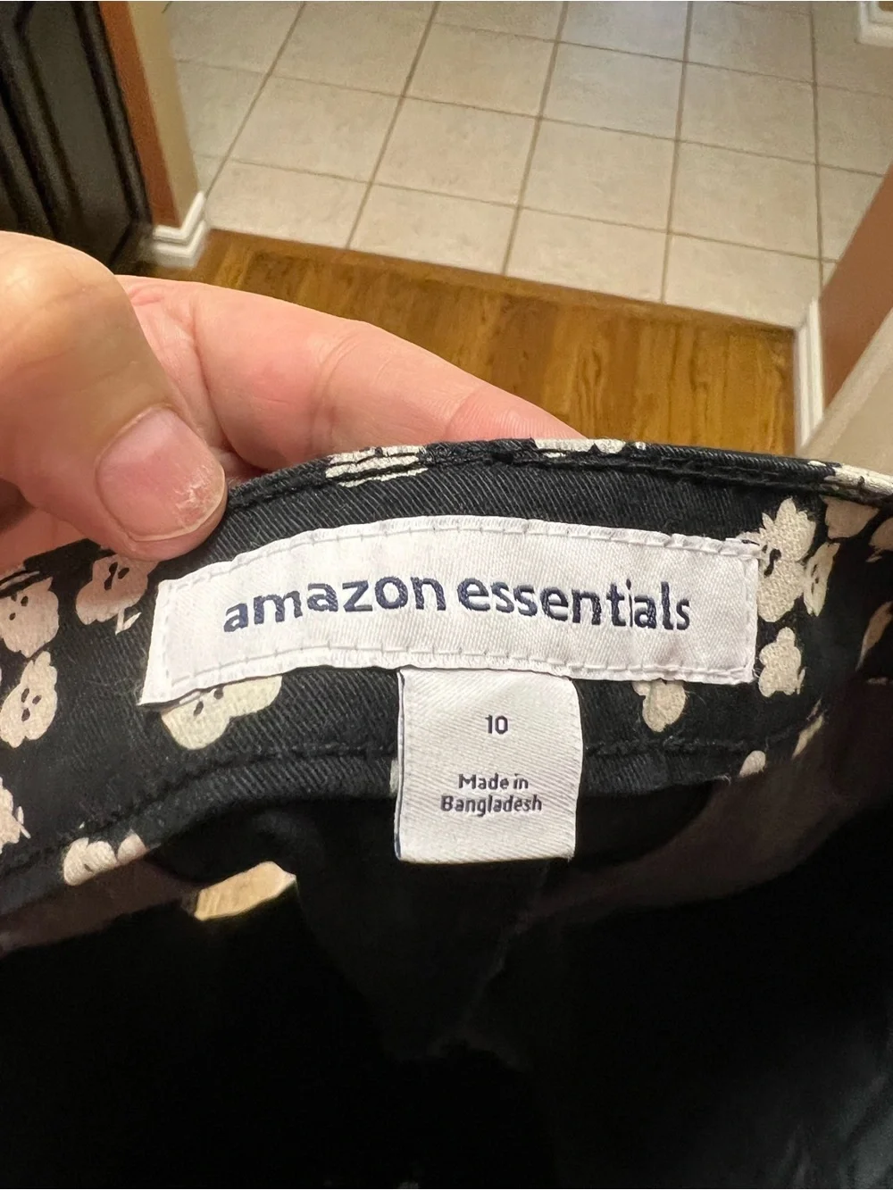 Amazon Essentials Black Shorts with Cream Floral Print